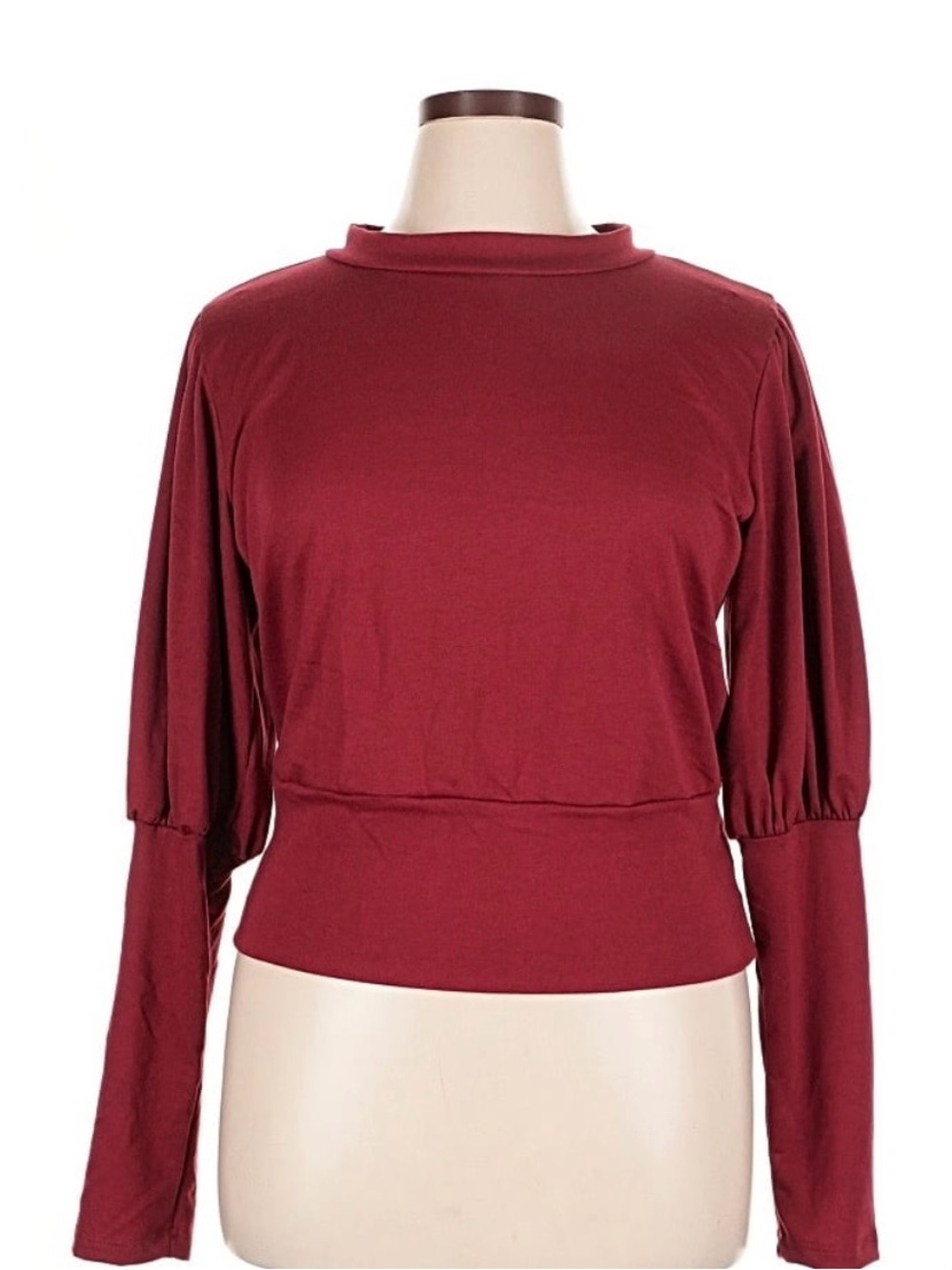 Women's Burgundy Long-Sleeve Pullover Top